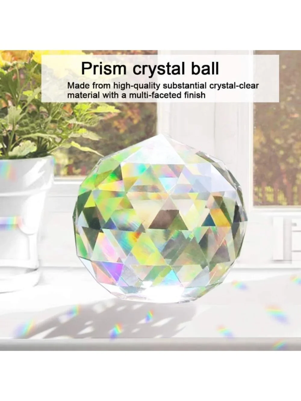 Clear Crystal Ball Prism Suncatcher - Rainbow Maker for Home, Office & Garden